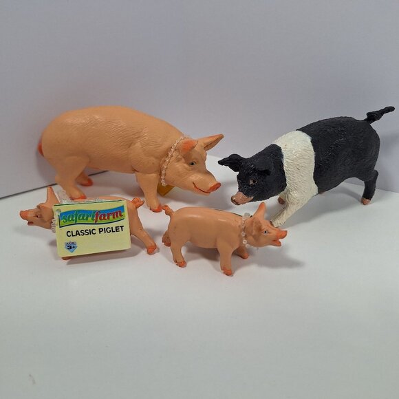 Safari Ltd Other - Safari Ltd Pig Figures 2 1998 Piglets Boar 2001 Black White 1991 Farm Lot